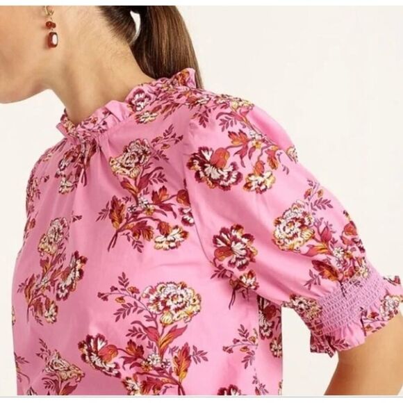 J. Crew Smocked Puff Sleeve Top Sz. XS - Picture 1 of 7